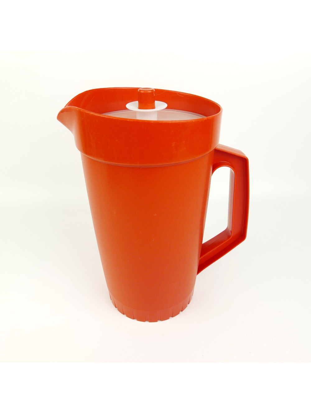 Vintage Tupperware Drink Pitcher #800 Harvest Orange Push Button Lid 2 Quart